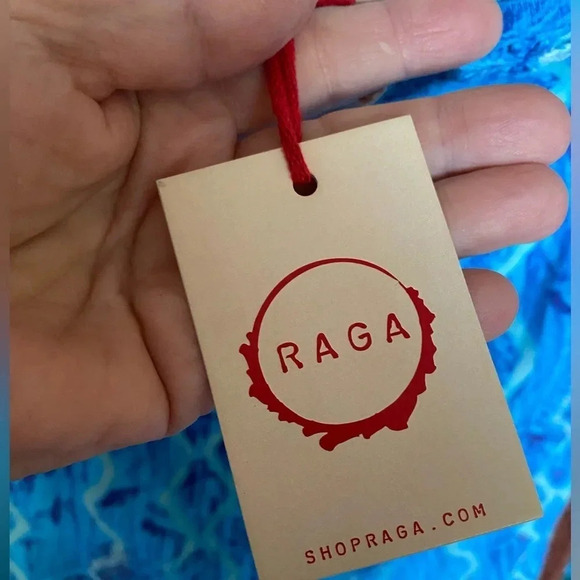 Anthropologie Raga Embroidered Printed Cold Shoulder Hi Low Dress Blue S - Picture 3 of 3